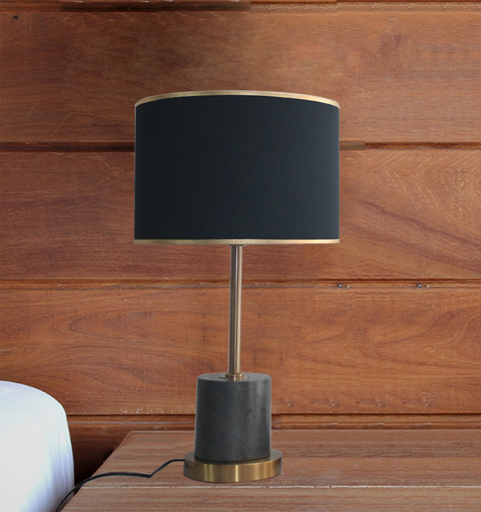Black Shade Table Lamp Marble Base Design | SKE - 150002/ Black