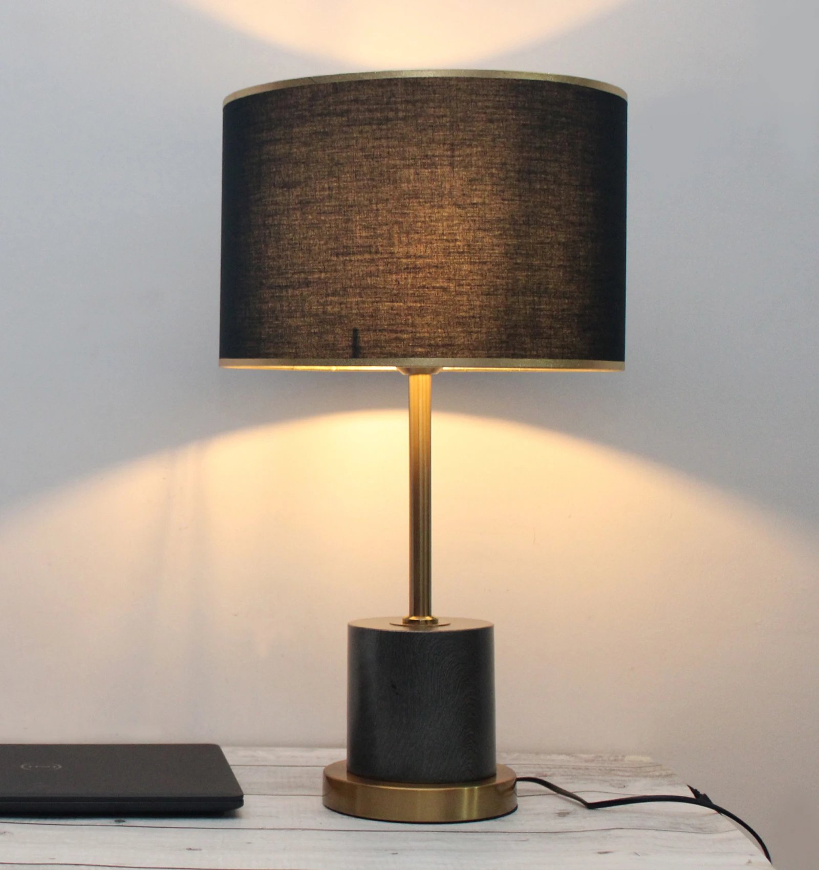 Black Shade Table Lamp Marble Base Design | SKE - 150002/ Black
