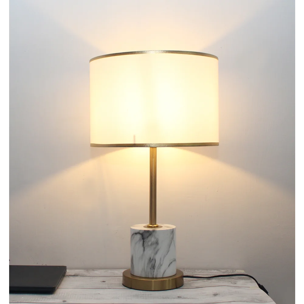 Marble Textured Contemporary Table Lamp – Stylish Lighting for Modern Interiors | SKE - 150002/ White