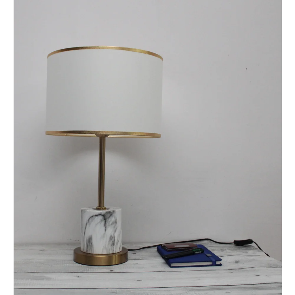 Marble Textured Contemporary Table Lamp – Stylish Lighting for Modern Interiors | SKE - 150002/ White