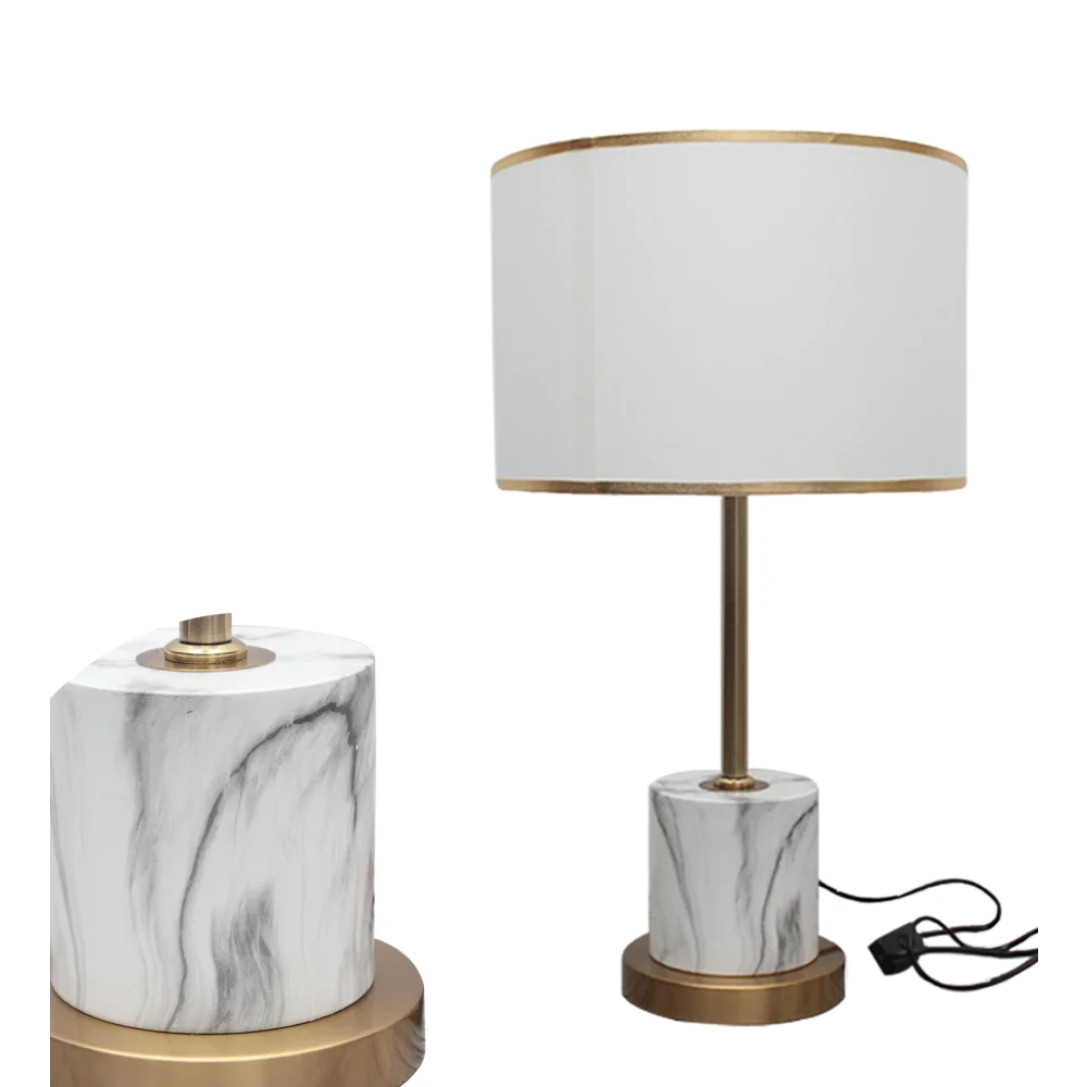 Marble Textured Contemporary Table Lamp – Stylish Lighting for Modern Interiors | SKE - 150002/ White