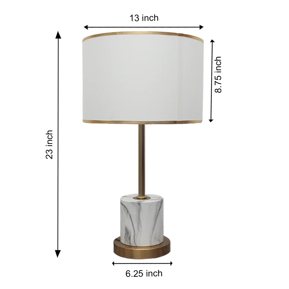Marble Textured Contemporary Table Lamp – Stylish Lighting for Modern Interiors | SKE - 150002/ White