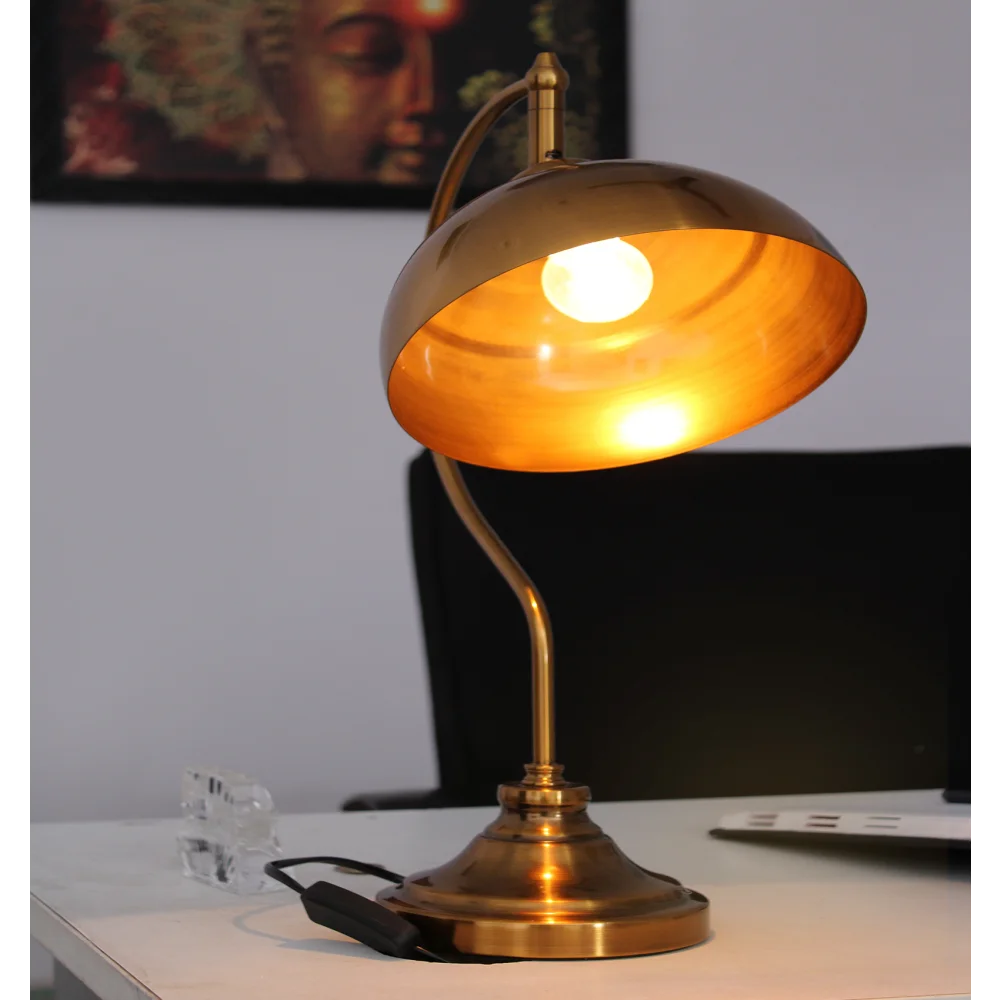 Antique Brass Finish Table Lamp for Study & Office | SKE - 150004