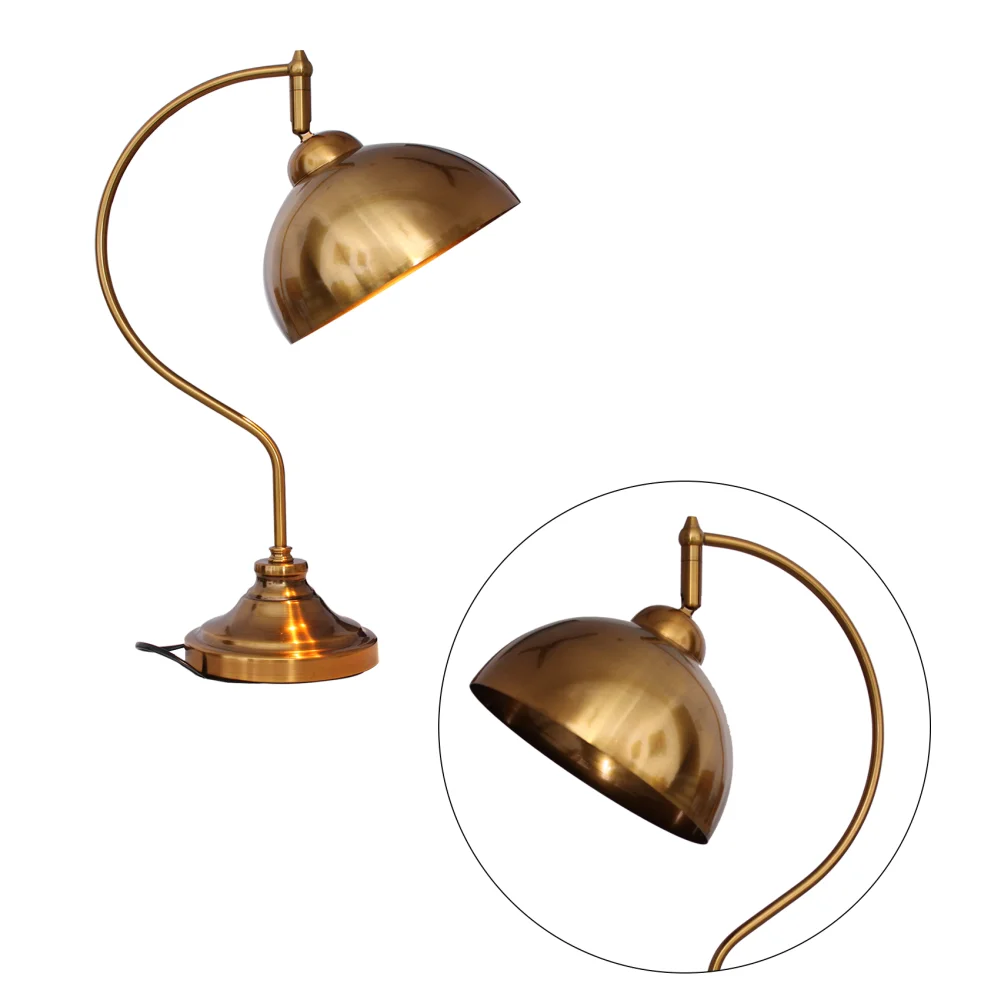Antique Brass Finish Table Lamp for Study & Office | SKE - 150004