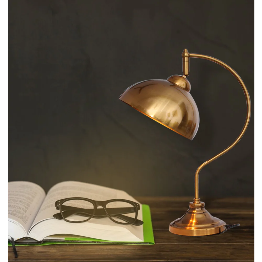 Antique Brass Finish Table Lamp for Study & Office | SKE - 150004