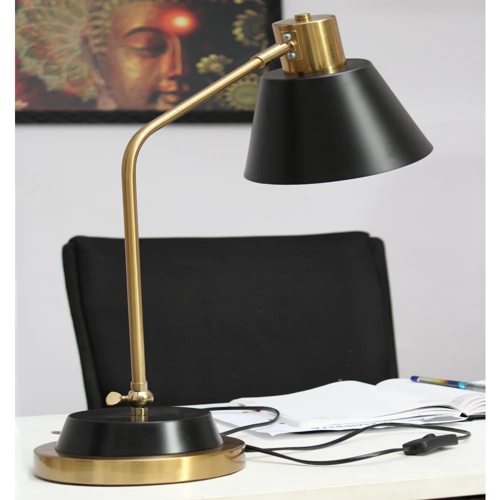 Black and Gold Metal Modern Table Lamp for Study | SKE - 150005