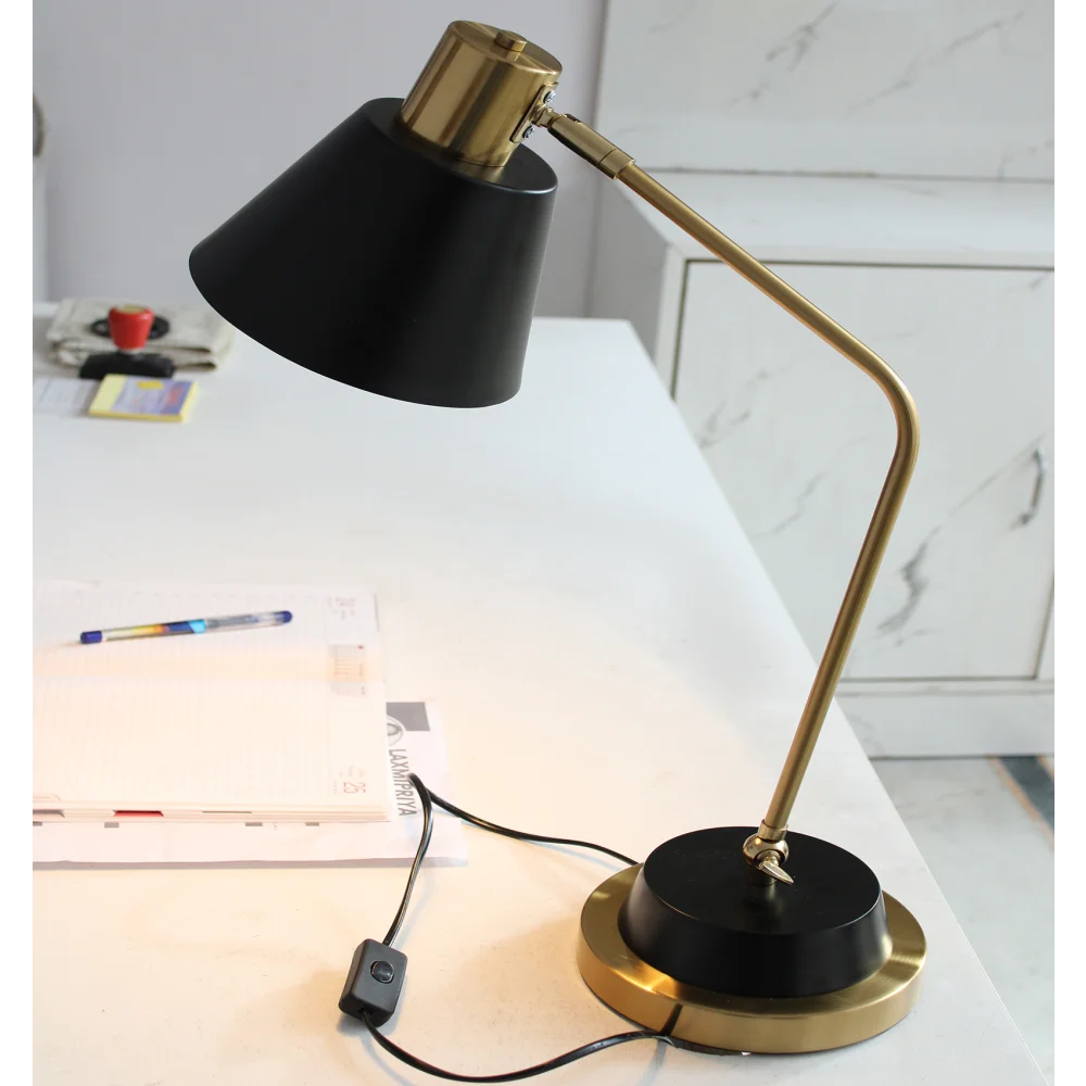 Black and Gold Metal Modern Table Lamp for Study | SKE - 150005