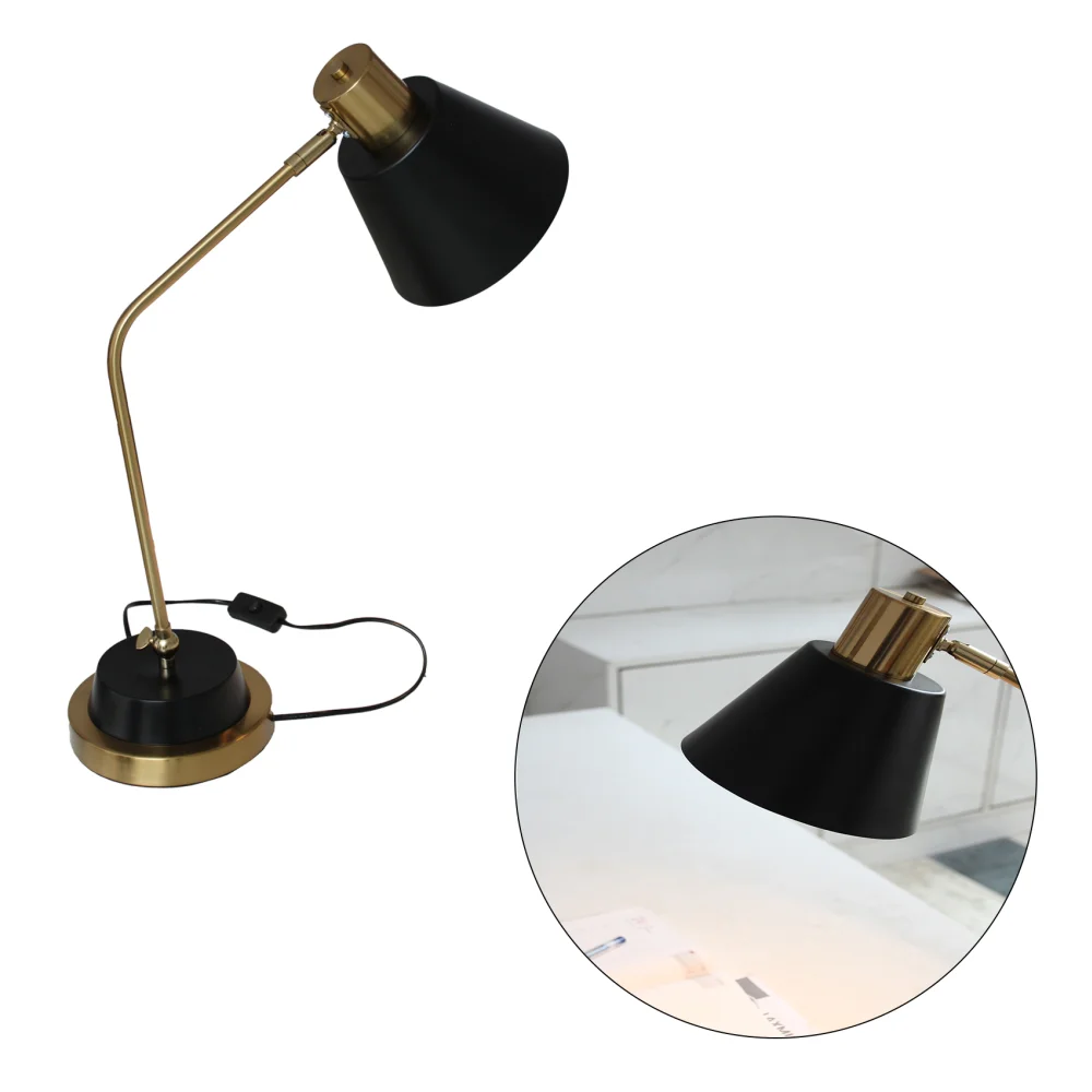 Black and Gold Metal Modern Table Lamp for Study | SKE - 150005
