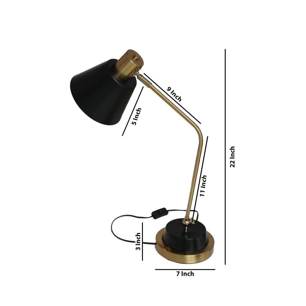Black and Gold Metal Modern Table Lamp for Study | SKE - 150005
