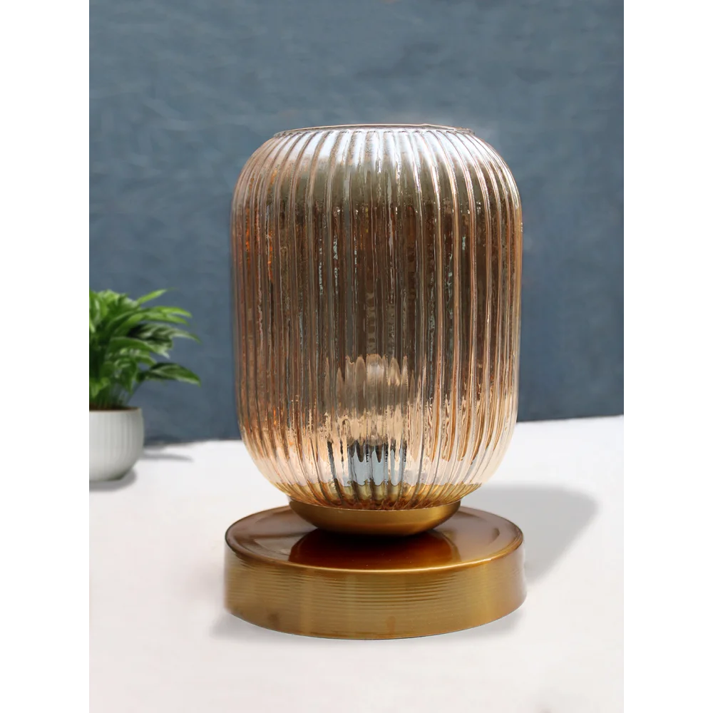 Amber Ribbed Glass Table Lamp | SKE-150006_ARGTL