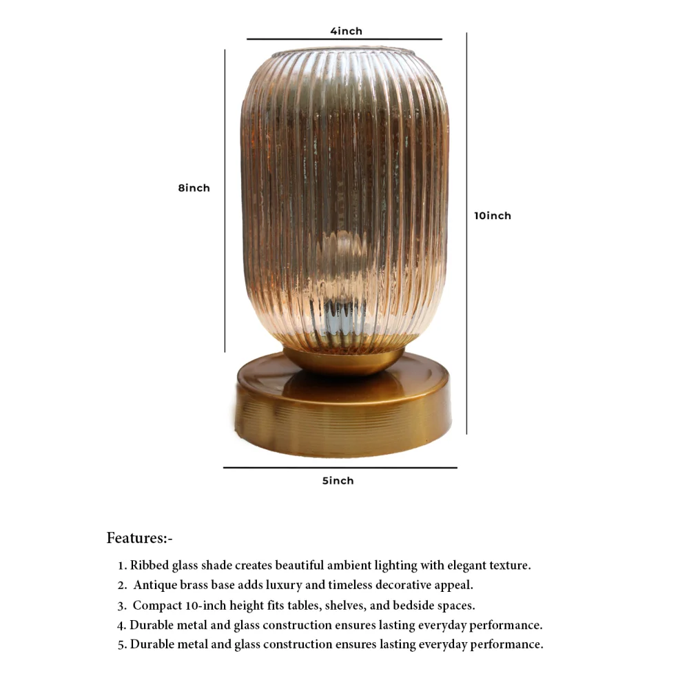 Amber Ribbed Glass Table Lamp | SKE-150006_ARGTL