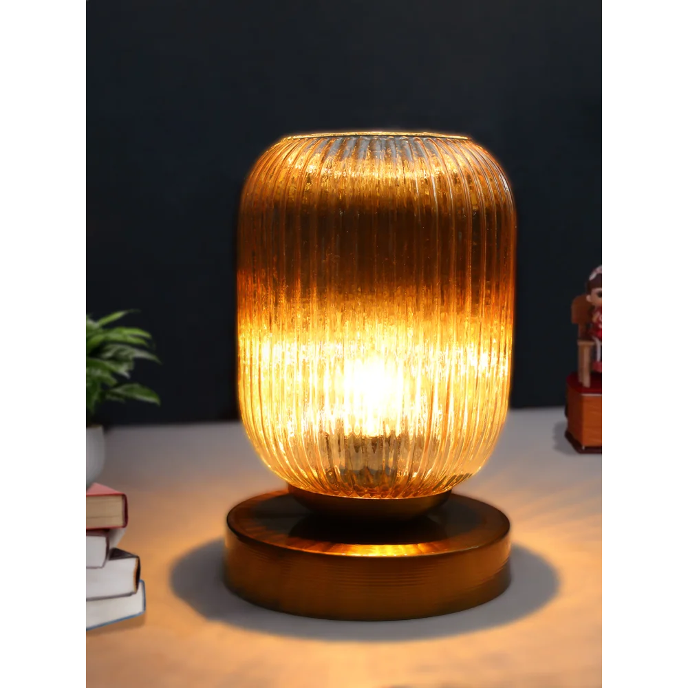 Amber Ribbed Glass Table Lamp | SKE-150006_ARGTL