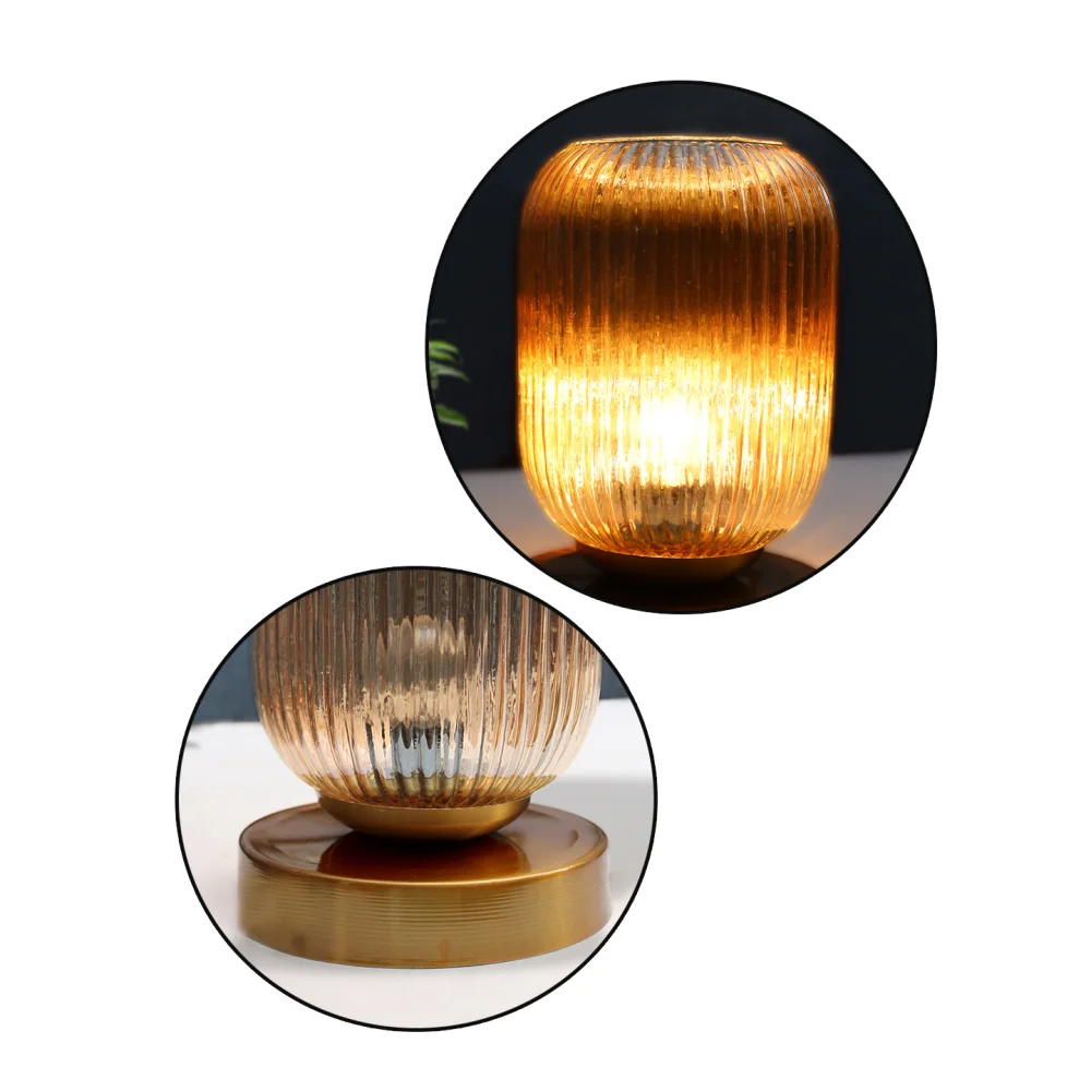 Amber Ribbed Glass Table Lamp | SKE-150006_ARGTL