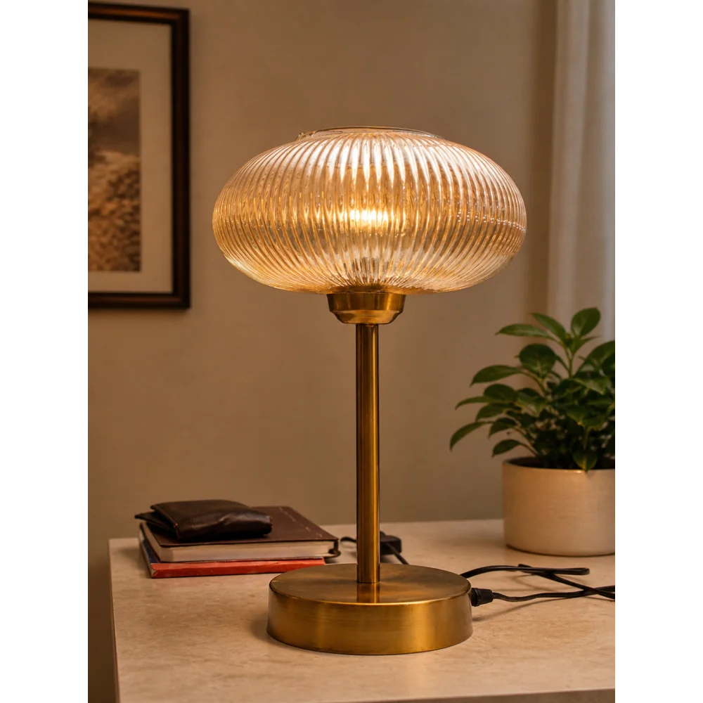 Aurora Ribbed Glass Table Lamp | SKE-150008_ARGTL