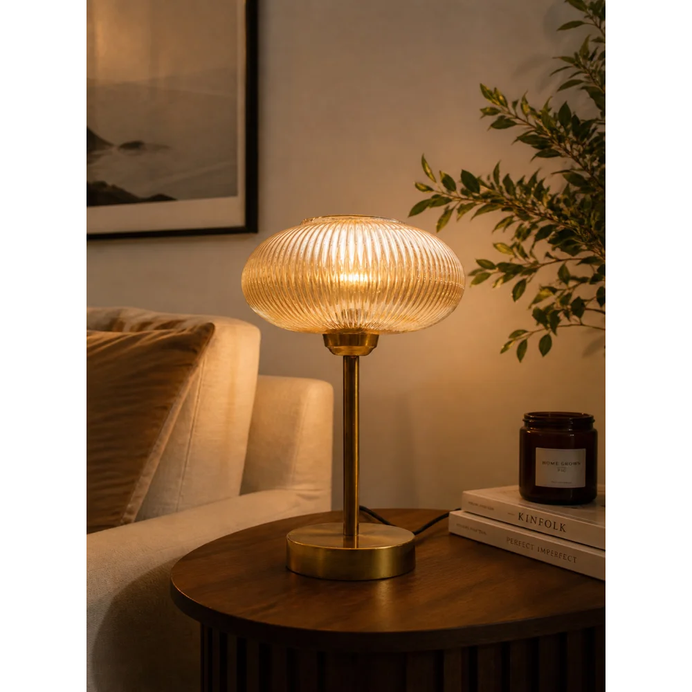Aurora Ribbed Glass Table Lamp | SKE-150008_ARGTL