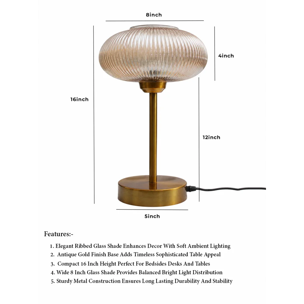 Aurora Ribbed Glass Table Lamp | SKE-150008_ARGTL