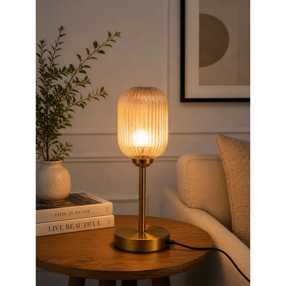 Elara Ribbed Cylinder Table Lamp | SKE-1500010_ERCTL