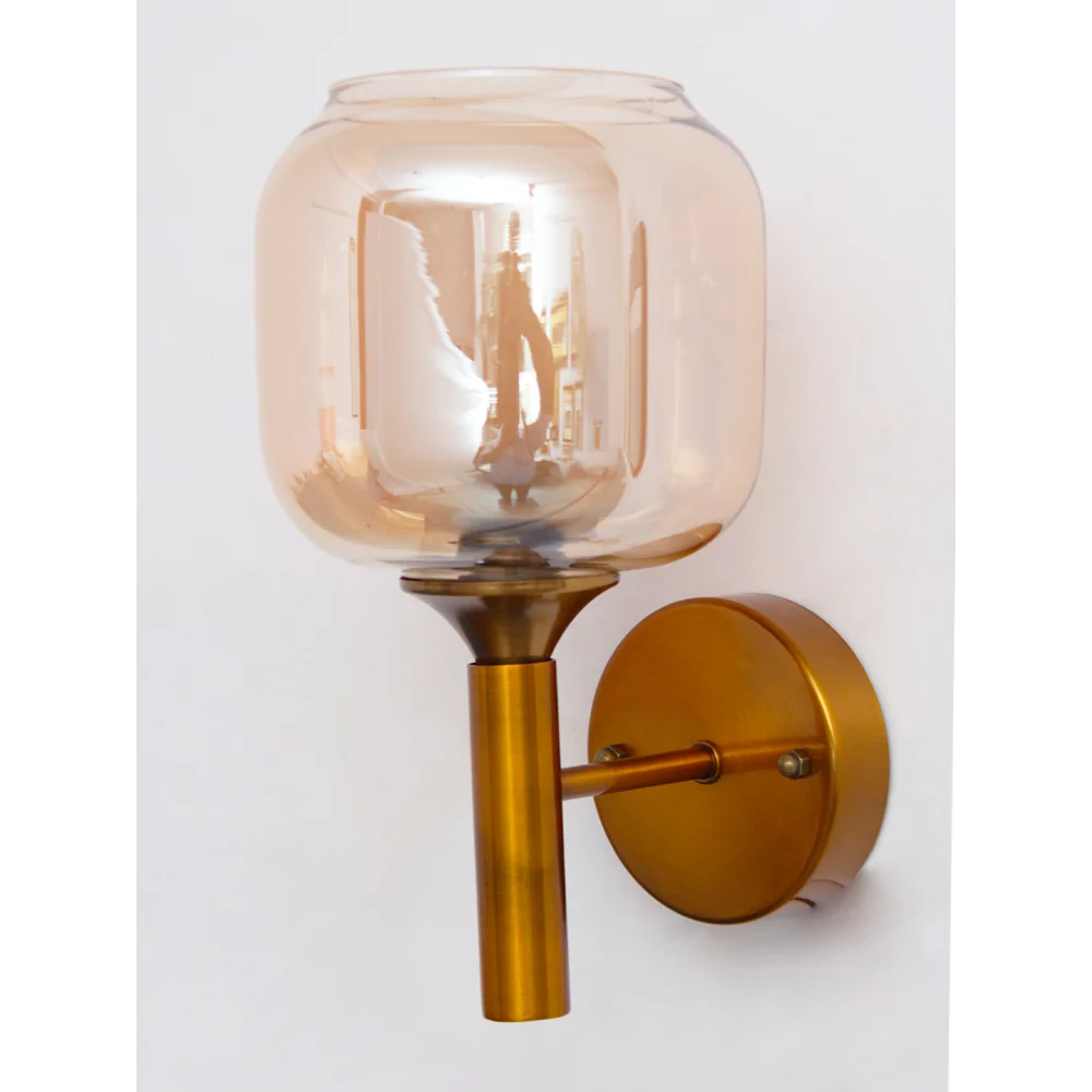 Modern Wall Sconce Light with Amber Glass Shade | SKE-140055