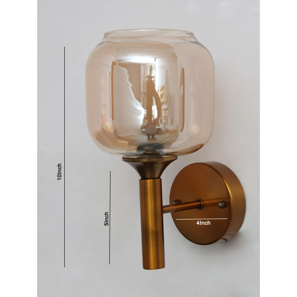 Modern Wall Sconce Light with Amber Glass Shade | SKE-140055