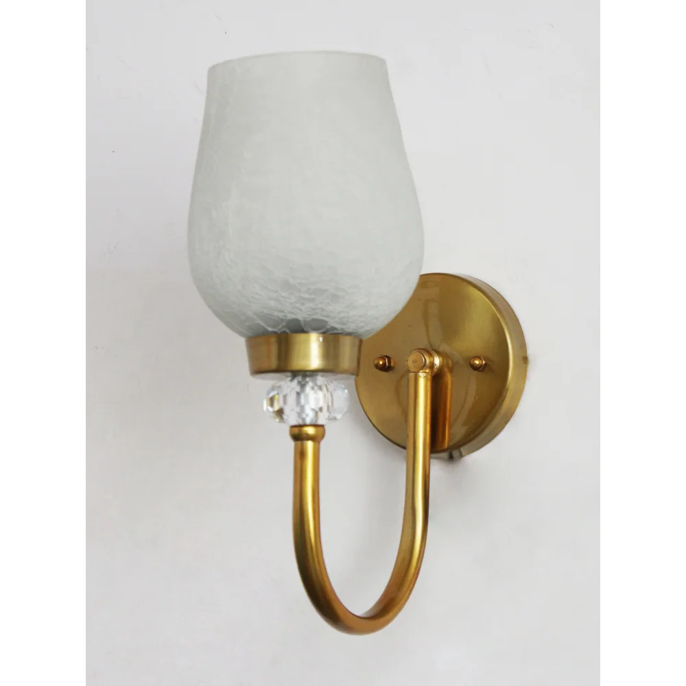 Antique Wall Sconce Light with Frosted Crackle Glass | SKE-140043_CWG