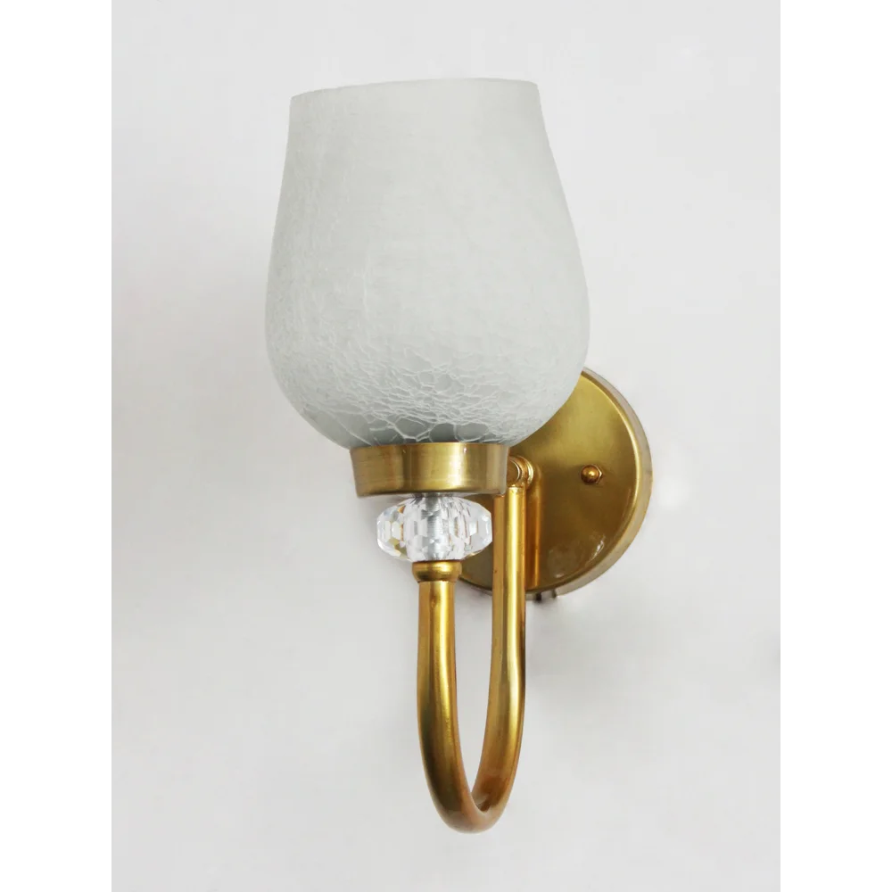 Antique Wall Sconce Light with Frosted Crackle Glass | SKE-140043_CWG