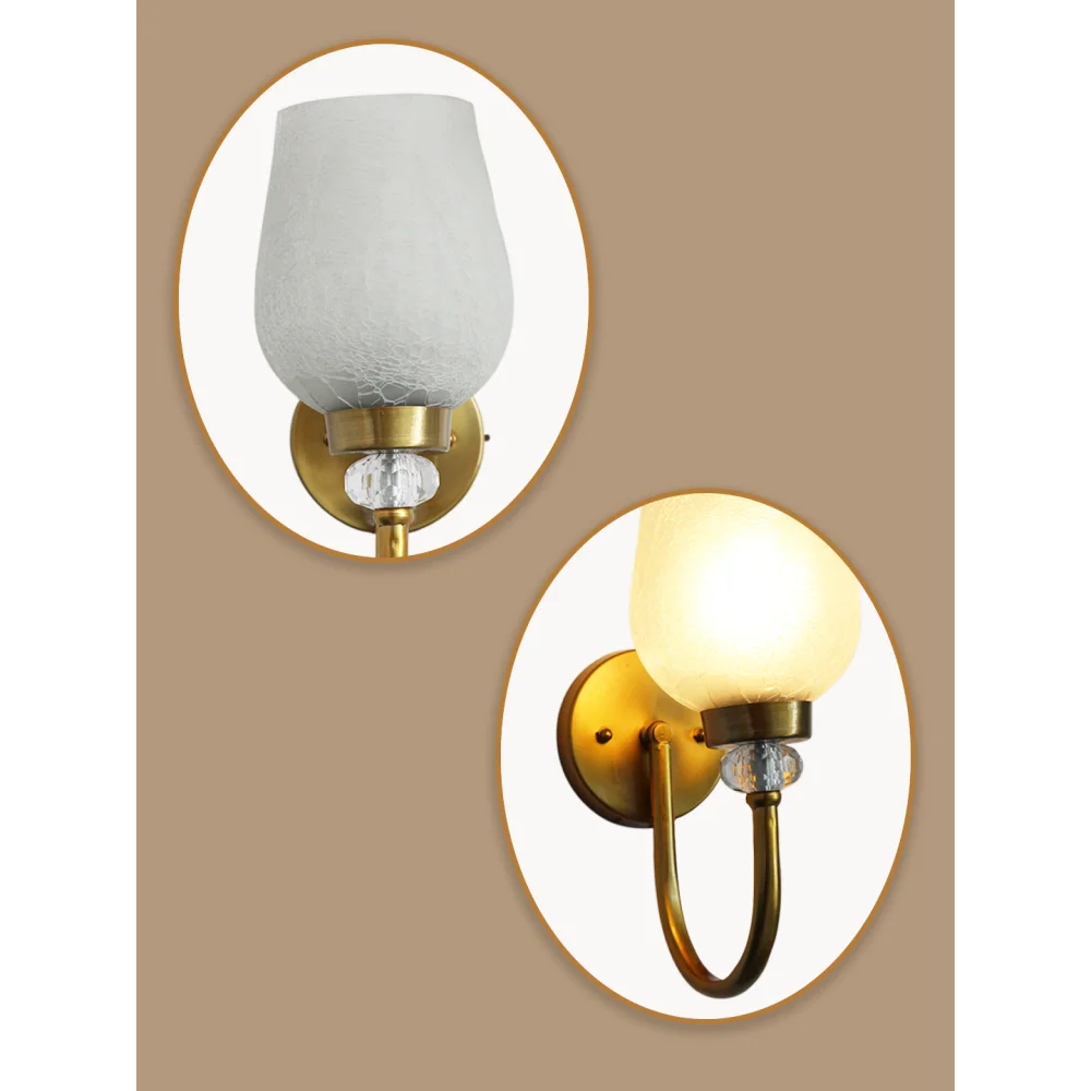 Antique Wall Sconce Light with Frosted Crackle Glass | SKE-140043_CWG