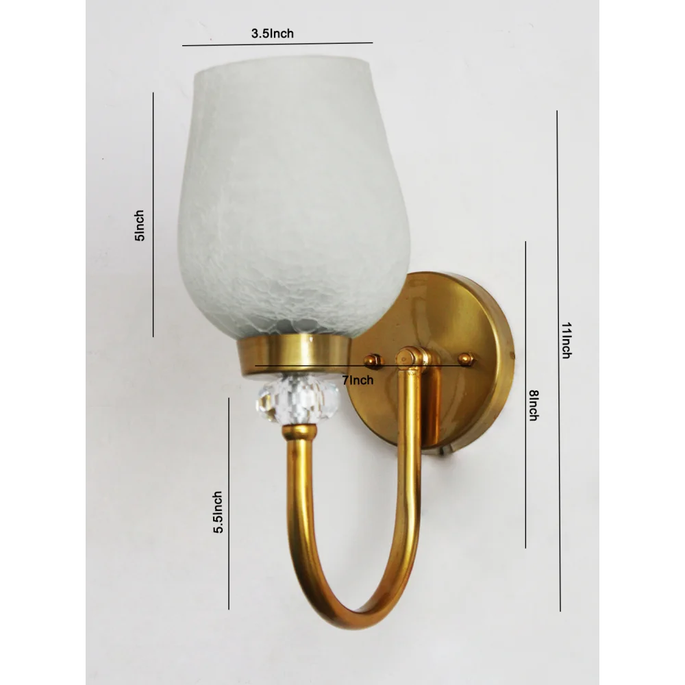 Antique Wall Sconce Light with Frosted Crackle Glass | SKE-140043_CWG
