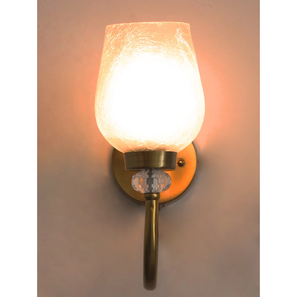 Antique Wall Sconce Light with Frosted Crackle Glass | SKE-140043_CWG