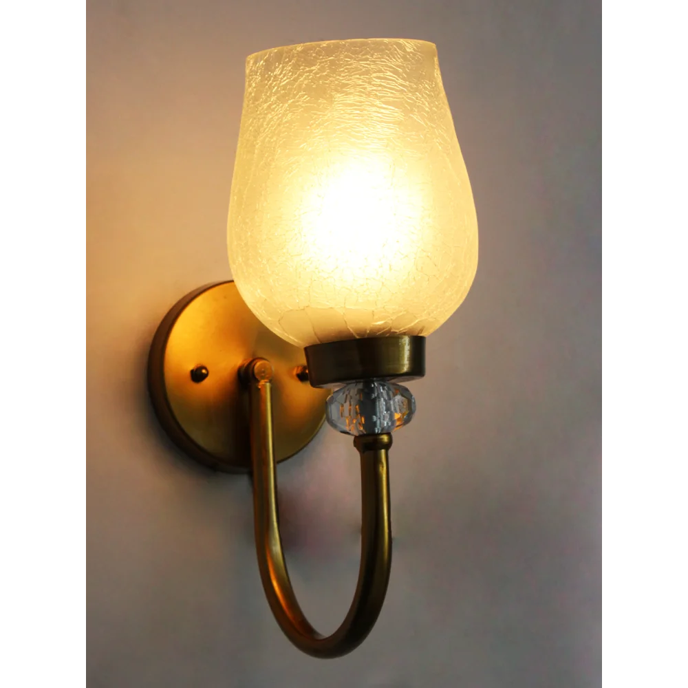 Antique Wall Sconce Light with Frosted Crackle Glass | SKE-140043_CWG