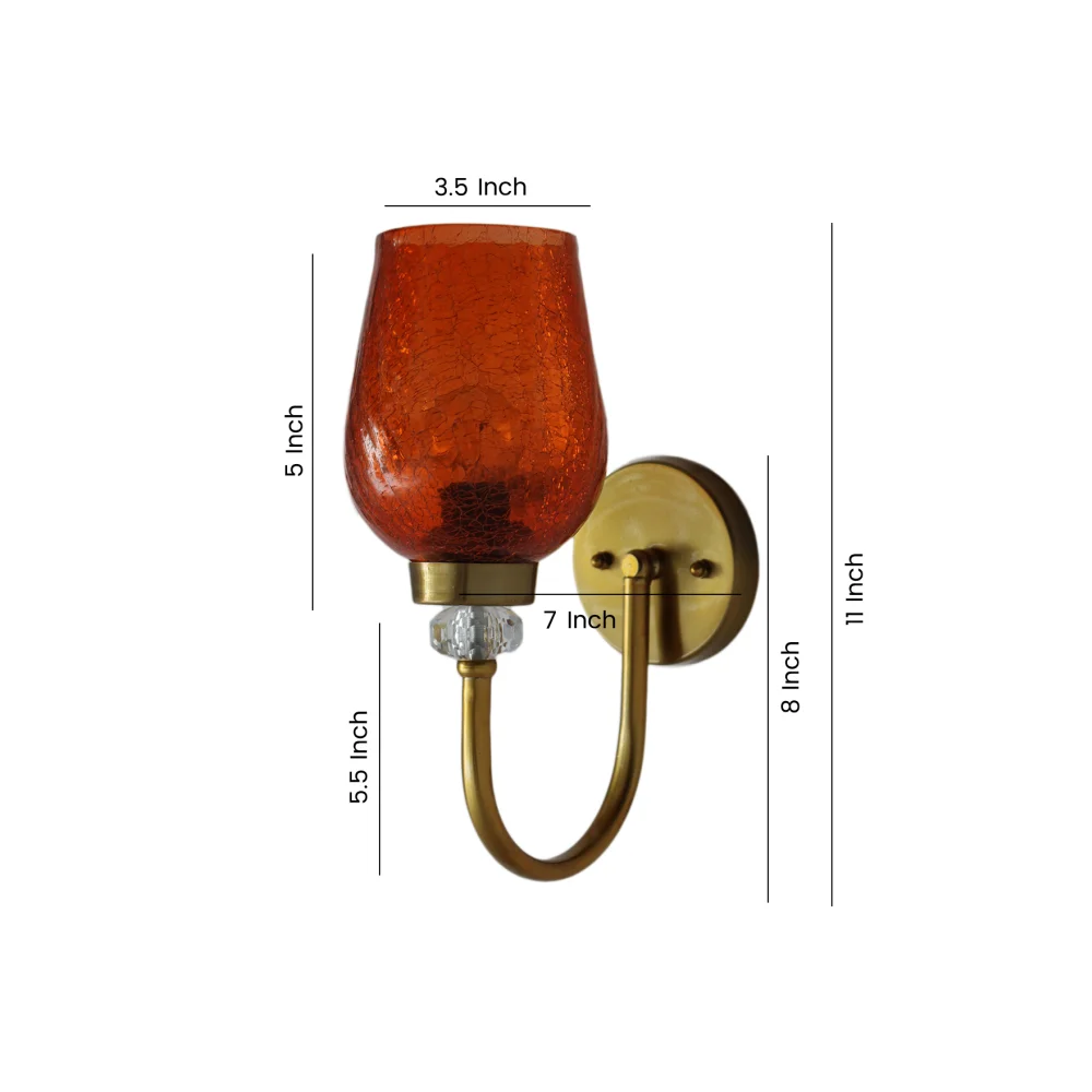 Antique Wall Sconce Light with Amber Crackle Glass | SKE-140043_COG