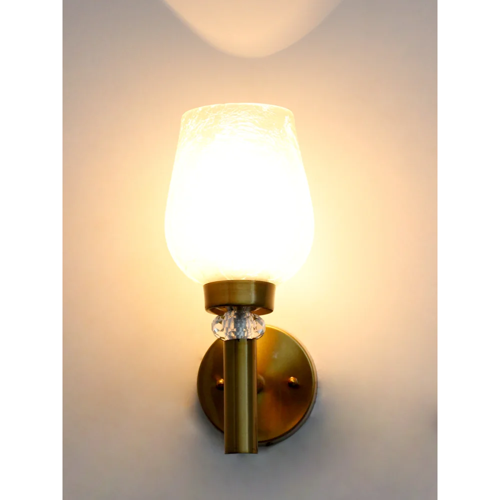 Elegant Vintage Wall Sconce Light with Frosted Glass | SKE-140041_CWG