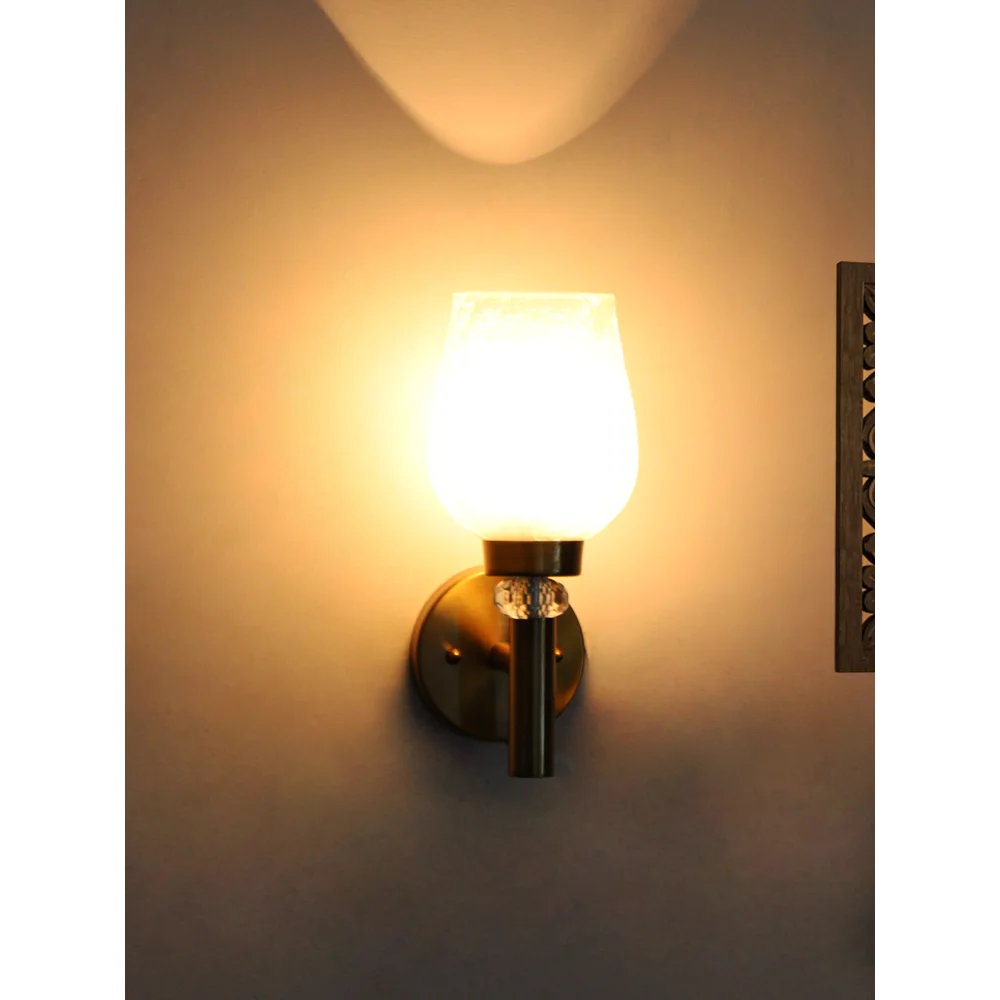 Elegant Vintage Wall Sconce Light with Frosted Glass | SKE-140041_CWG