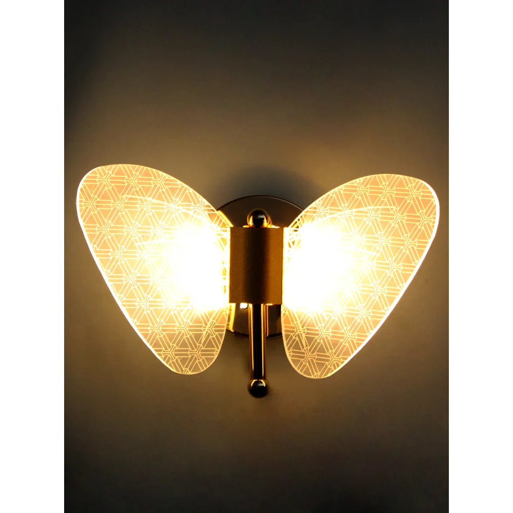 Luxury Butterfly LED Wall Light with Gold Finish and Transparent Honeycomb Wings | SKE-140052_LEDBF