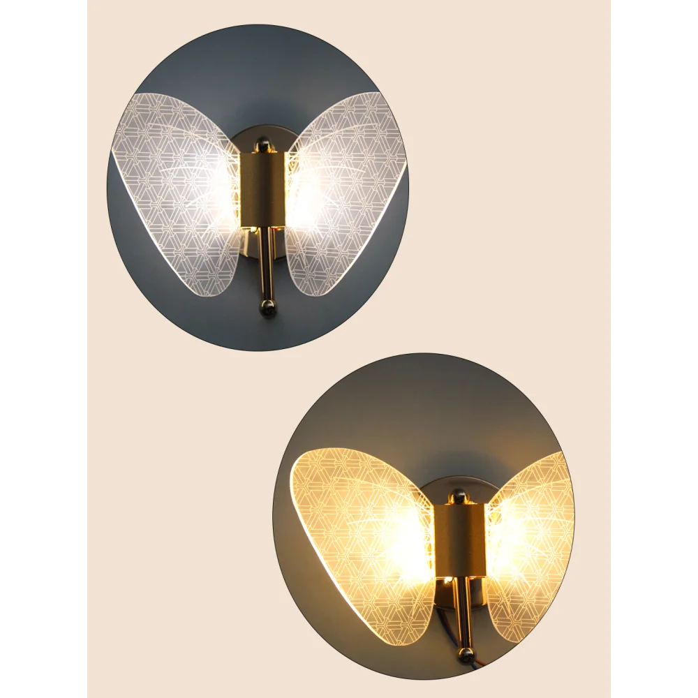 Luxury Butterfly LED Wall Light with Gold Finish and Transparent Honeycomb Wings | SKE-140052_LEDBF