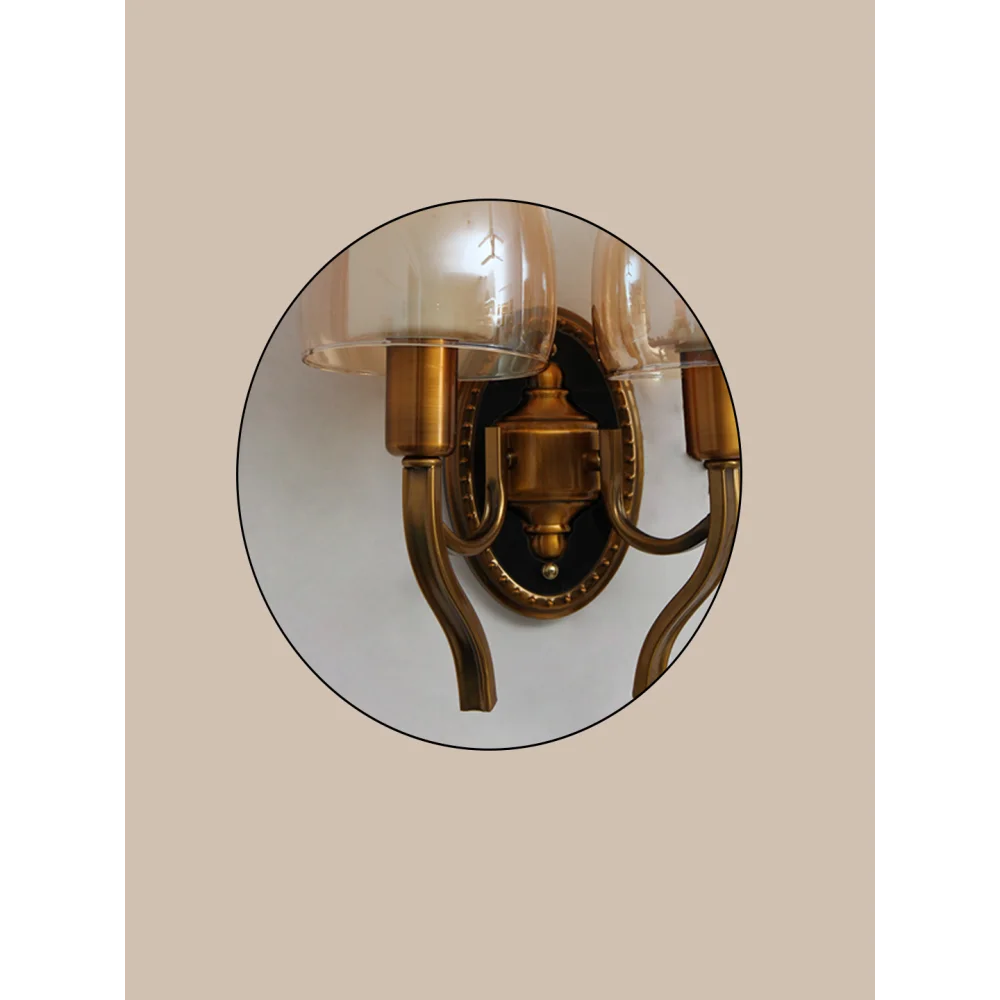 Vintage Double Wall Sconce Light with Amber Glass for Livingroom | SKE-140040/2