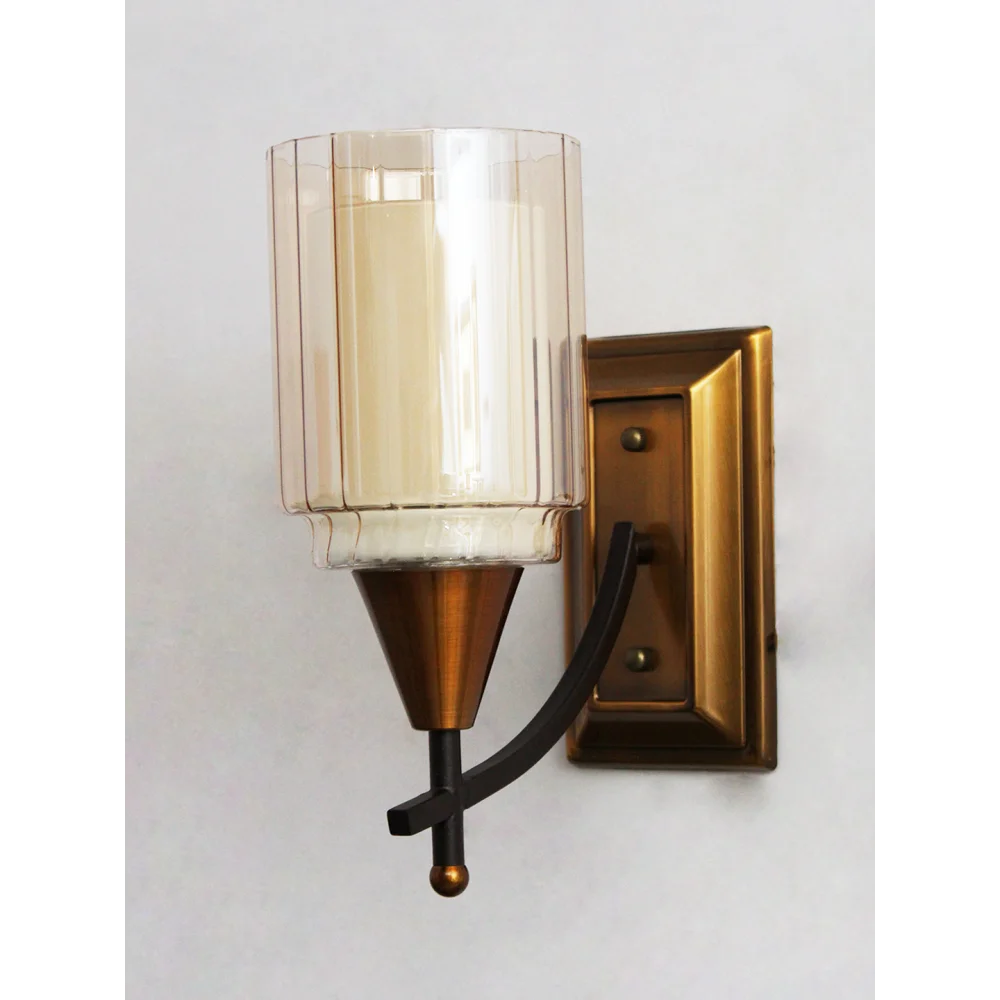 Modern Antique Finish Wall Light with Clear Glass for Bedroom | SKE-140051