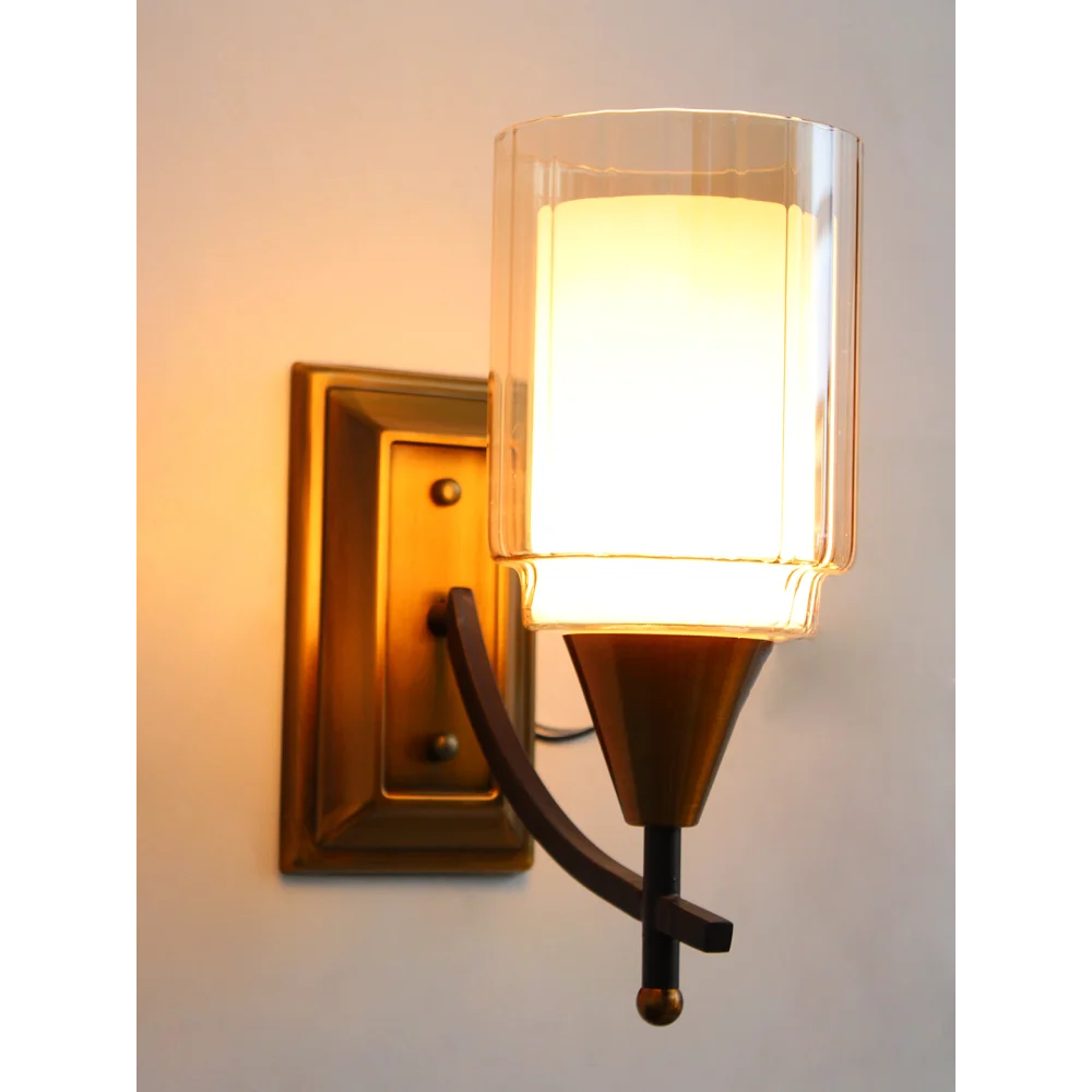 Modern Antique Finish Wall Light with Clear Glass for Bedroom | SKE-140051