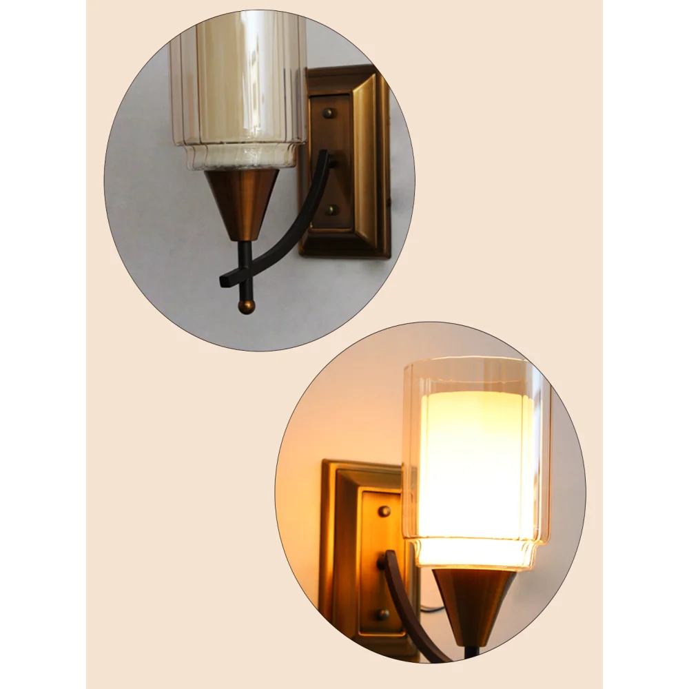Modern Antique Finish Wall Light with Clear Glass for Bedroom | SKE-140051