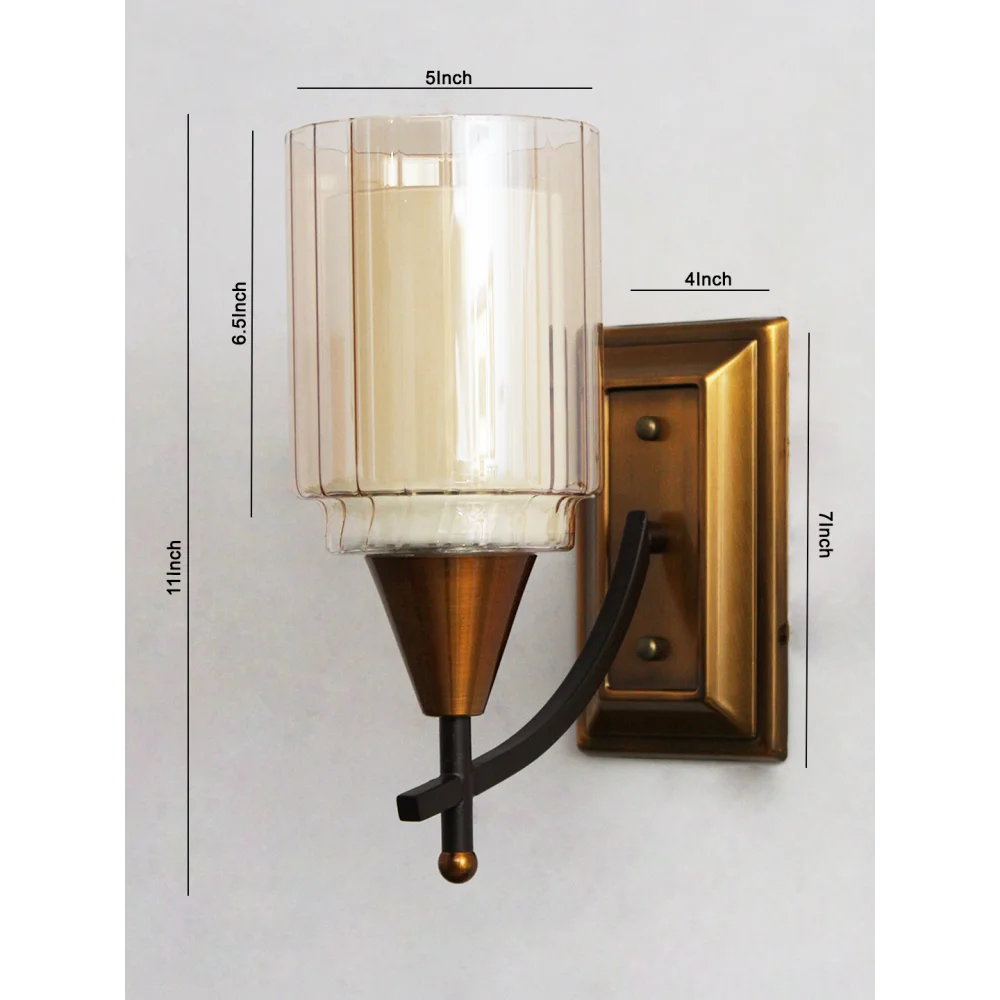 Modern Antique Finish Wall Light with Clear Glass for Bedroom | SKE-140051