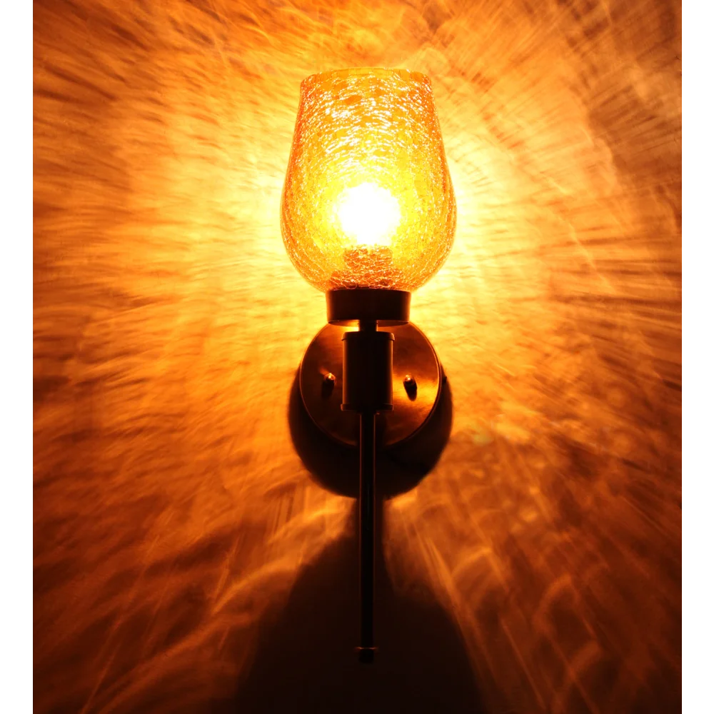 Vintage Golden Finish Wall Sconce with Crackled Glass | SKE-140010_COG