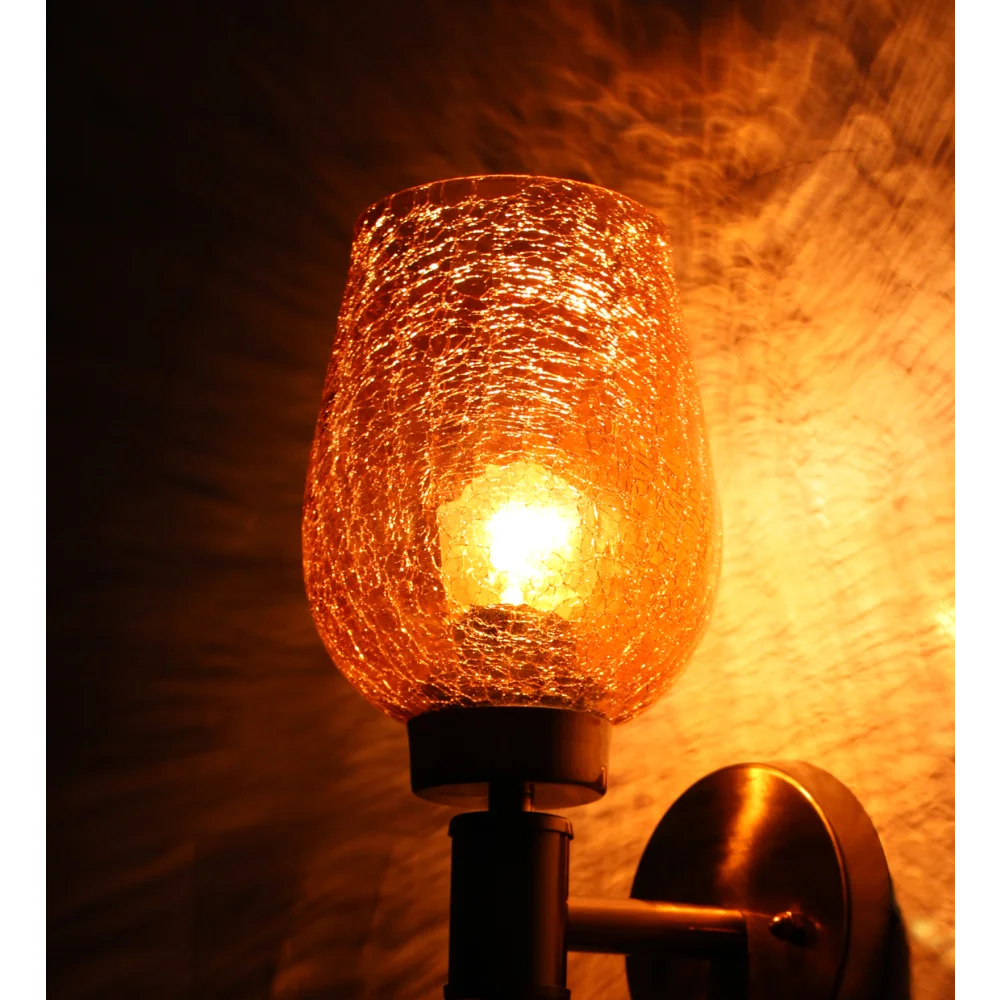 Vintage Golden Finish Wall Sconce with Crackled Glass | SKE-140010_COG