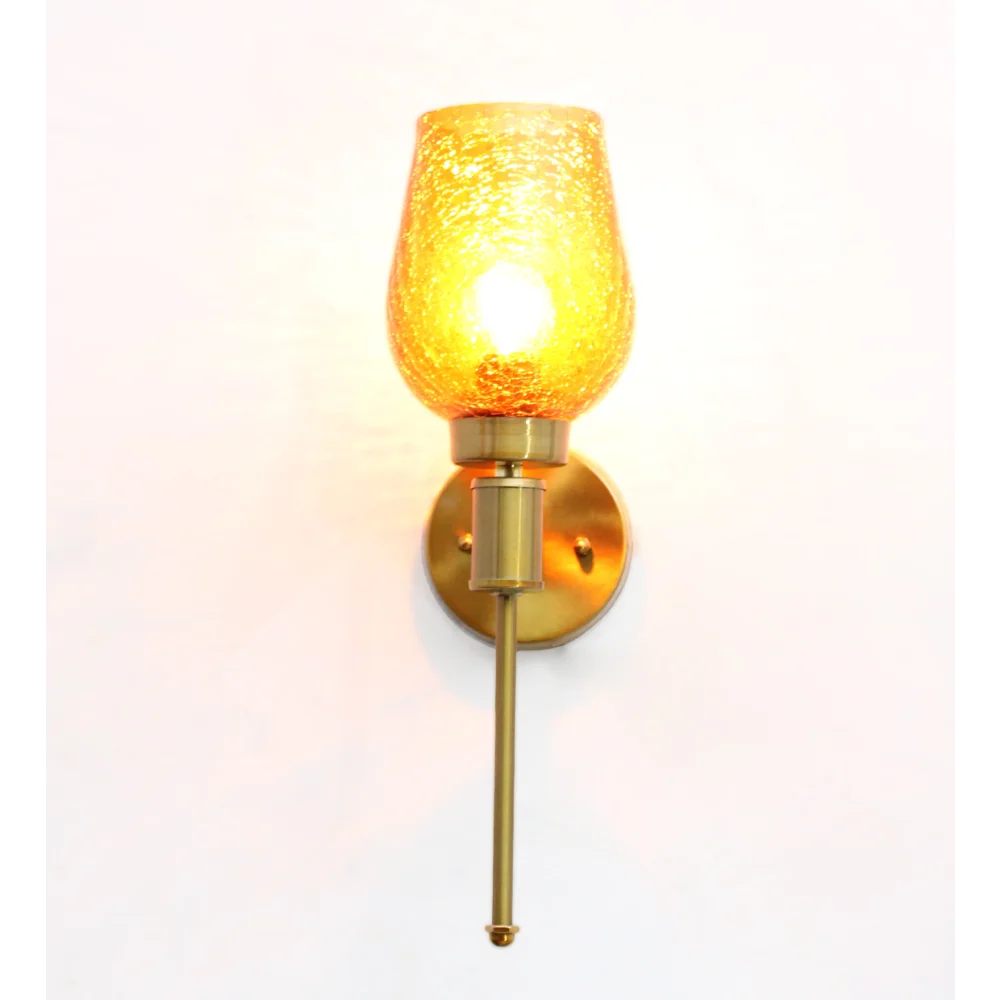 Vintage Golden Finish Wall Sconce with Crackled Glass | SKE-140010_COG