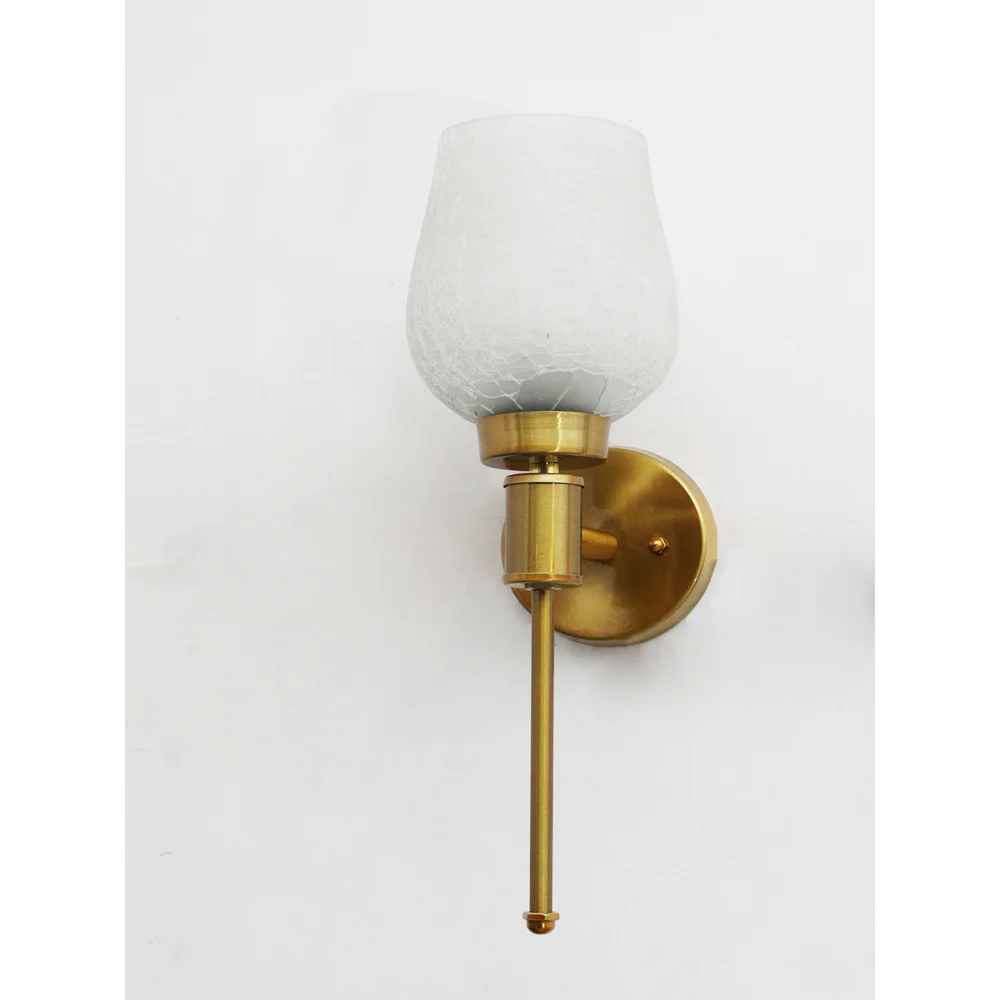 Elegant Golden Finish Wall Sconce with White Crackled Glass | SKE-140010_CWG