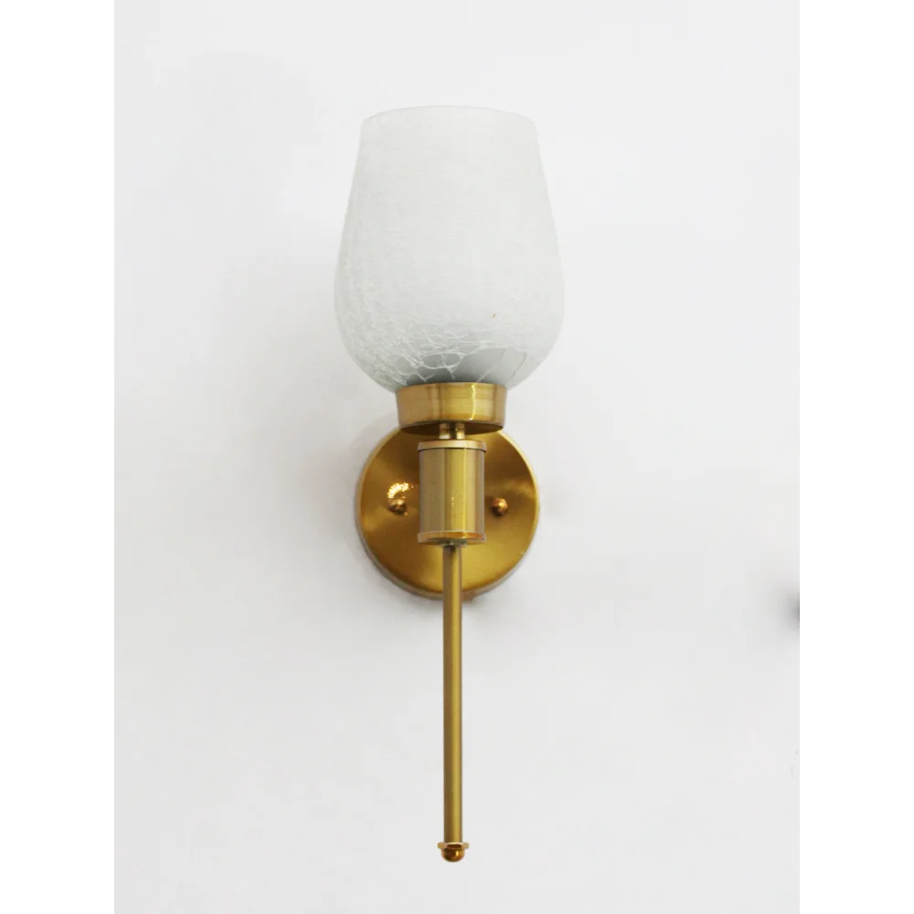 Elegant Golden Finish Wall Sconce with White Crackled Glass | SKE-140010_CWG
