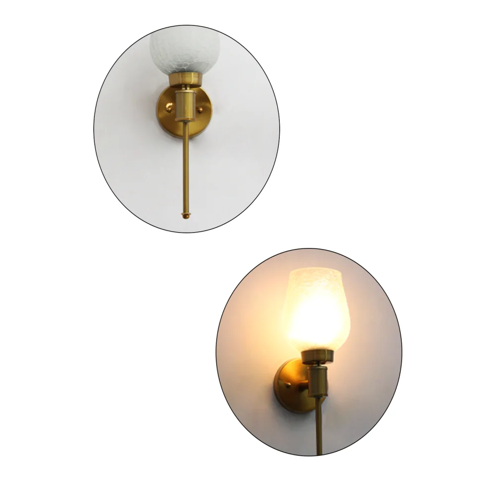 Elegant Golden Finish Wall Sconce with White Crackled Glass | SKE-140010_CWG