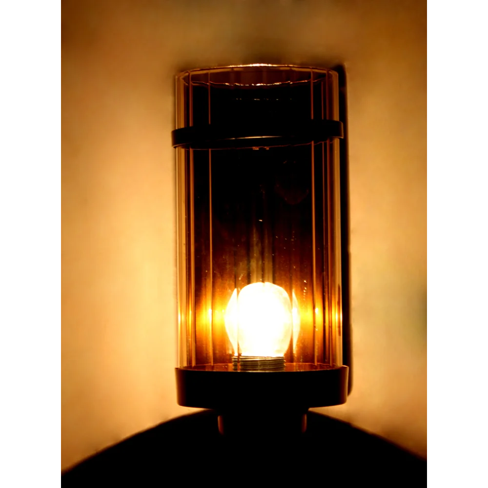 Luxury Golden Wall Light with Transparent Ribbed Glass | SKE-140050