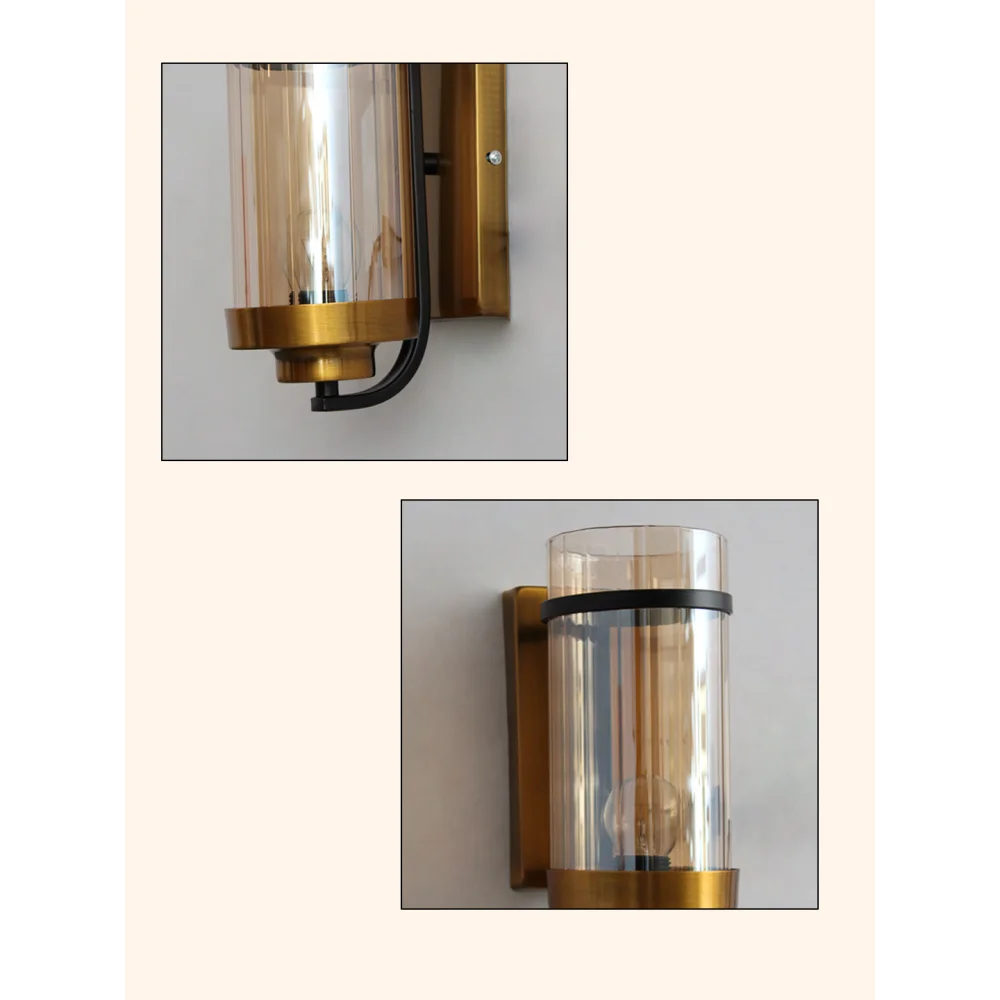 Luxury Golden Wall Light with Transparent Ribbed Glass | SKE-140050