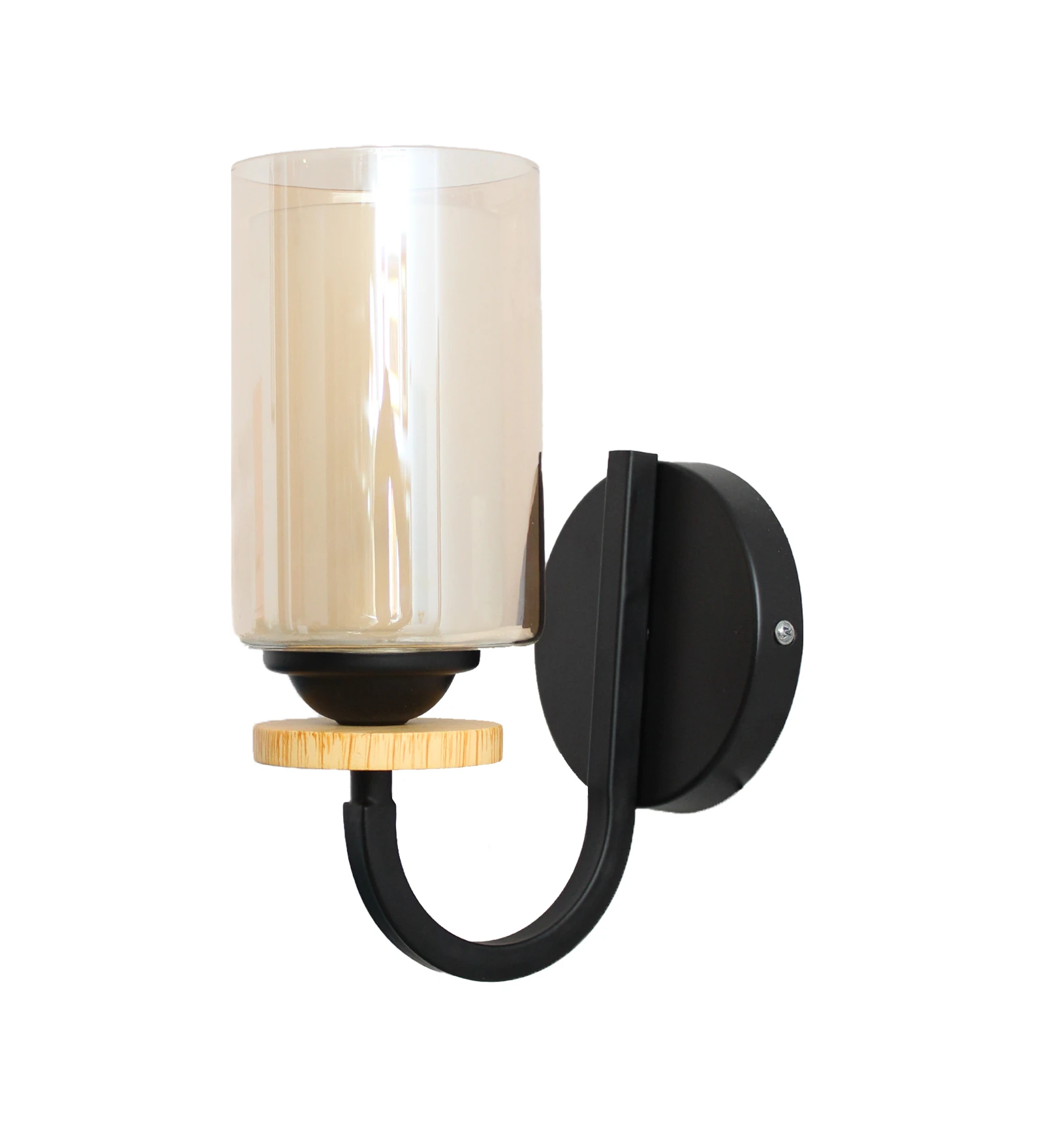Modern Wall Sconce Light Pine Wood Base With Matt Black Finish | SKE-140046