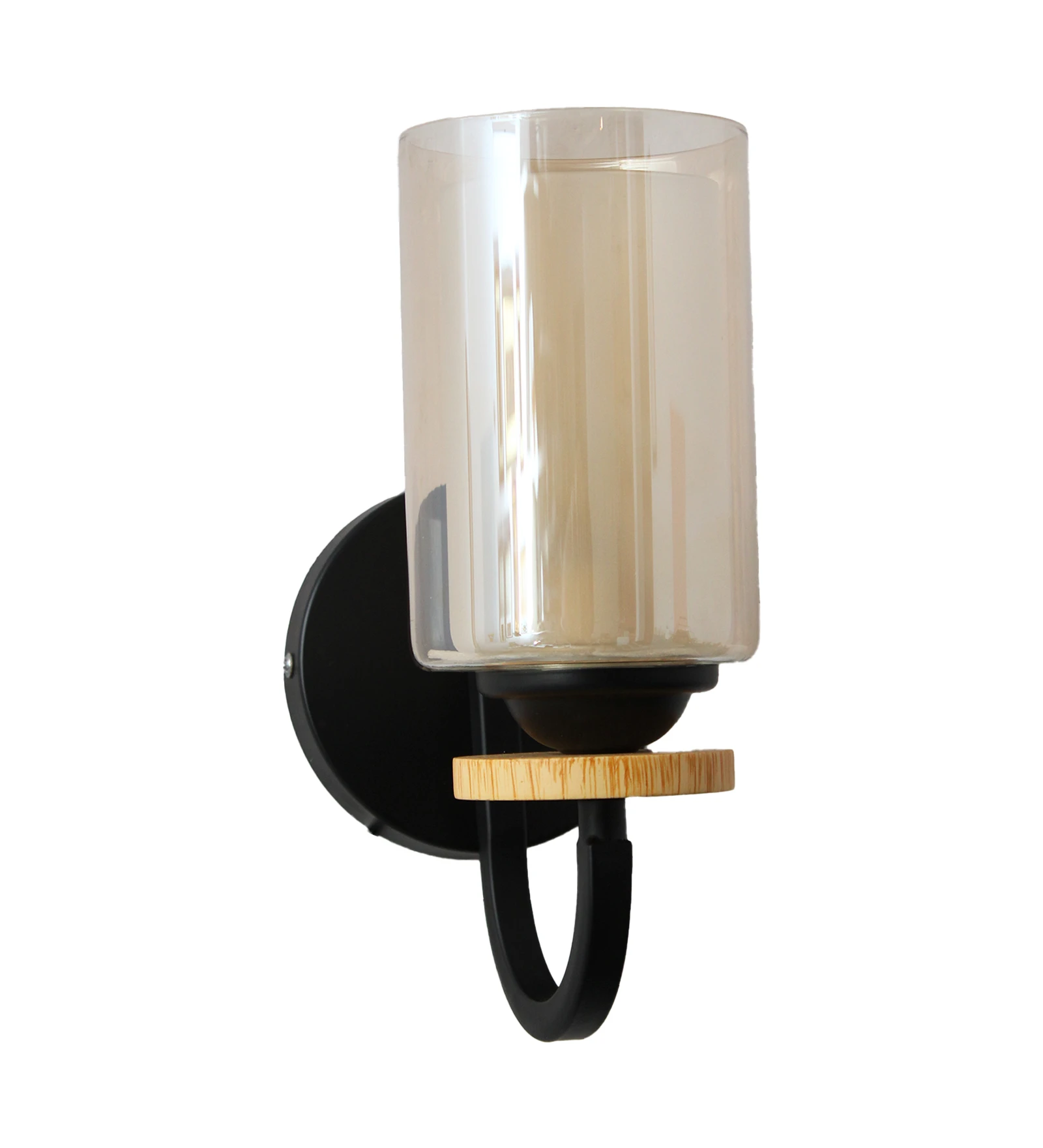 Modern Wall Sconce Light Pine Wood Base With Matt Black Finish | SKE-140046
