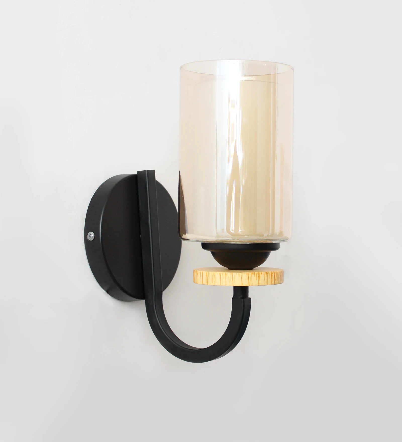 Modern Wall Sconce Light Pine Wood Base With Matt Black Finish | SKE-140046